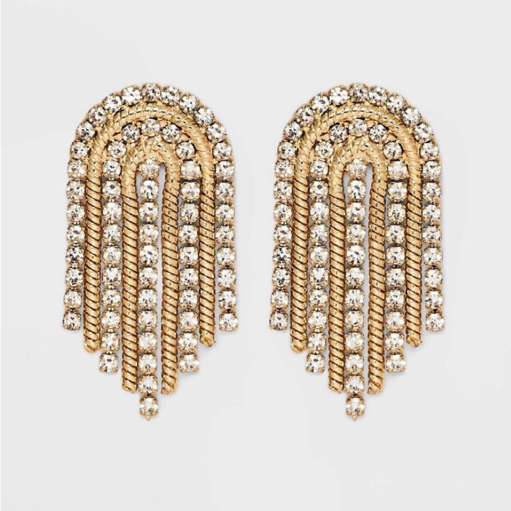 SUGARFIX by BaubleBar Crystal and Arch
Statement Earrings - Gold NWT